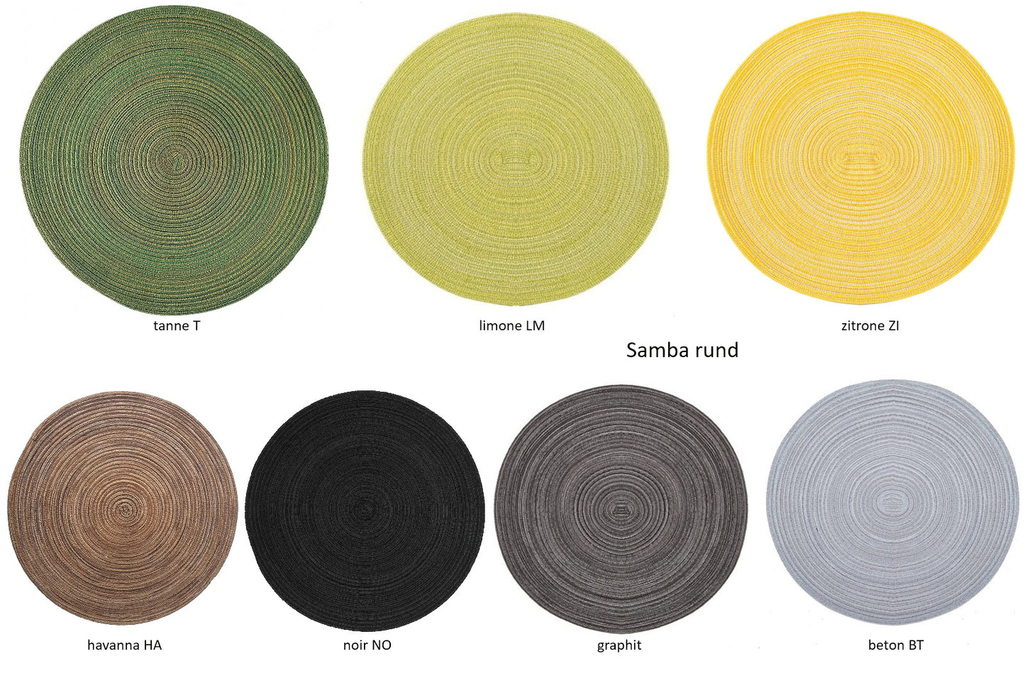 Samba, Tischset rund, 38cm, 2er Set, in vielen aktuellen Farben