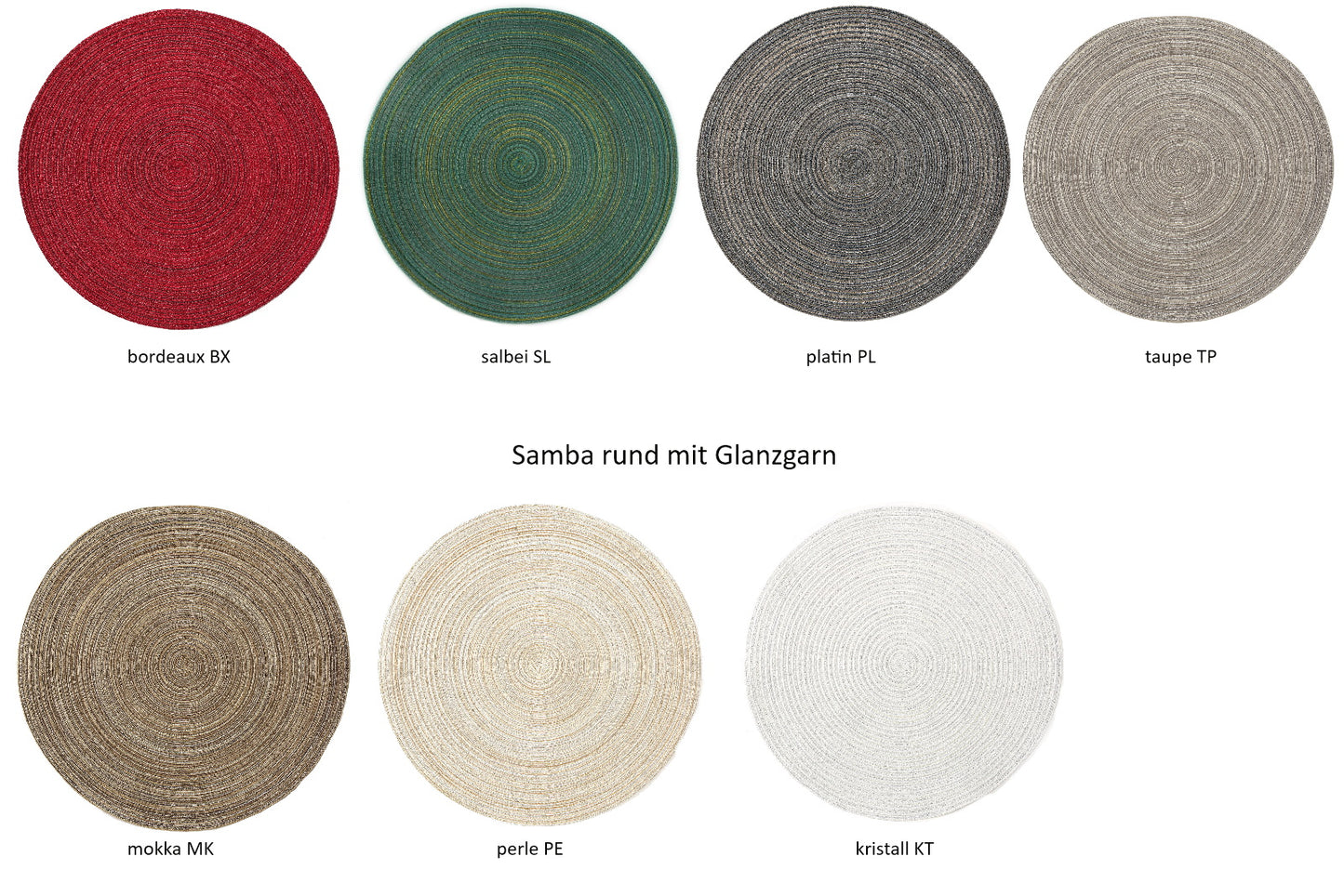 Samba, Tischset rund, 38cm, 2er Set, in vielen aktuellen Farben