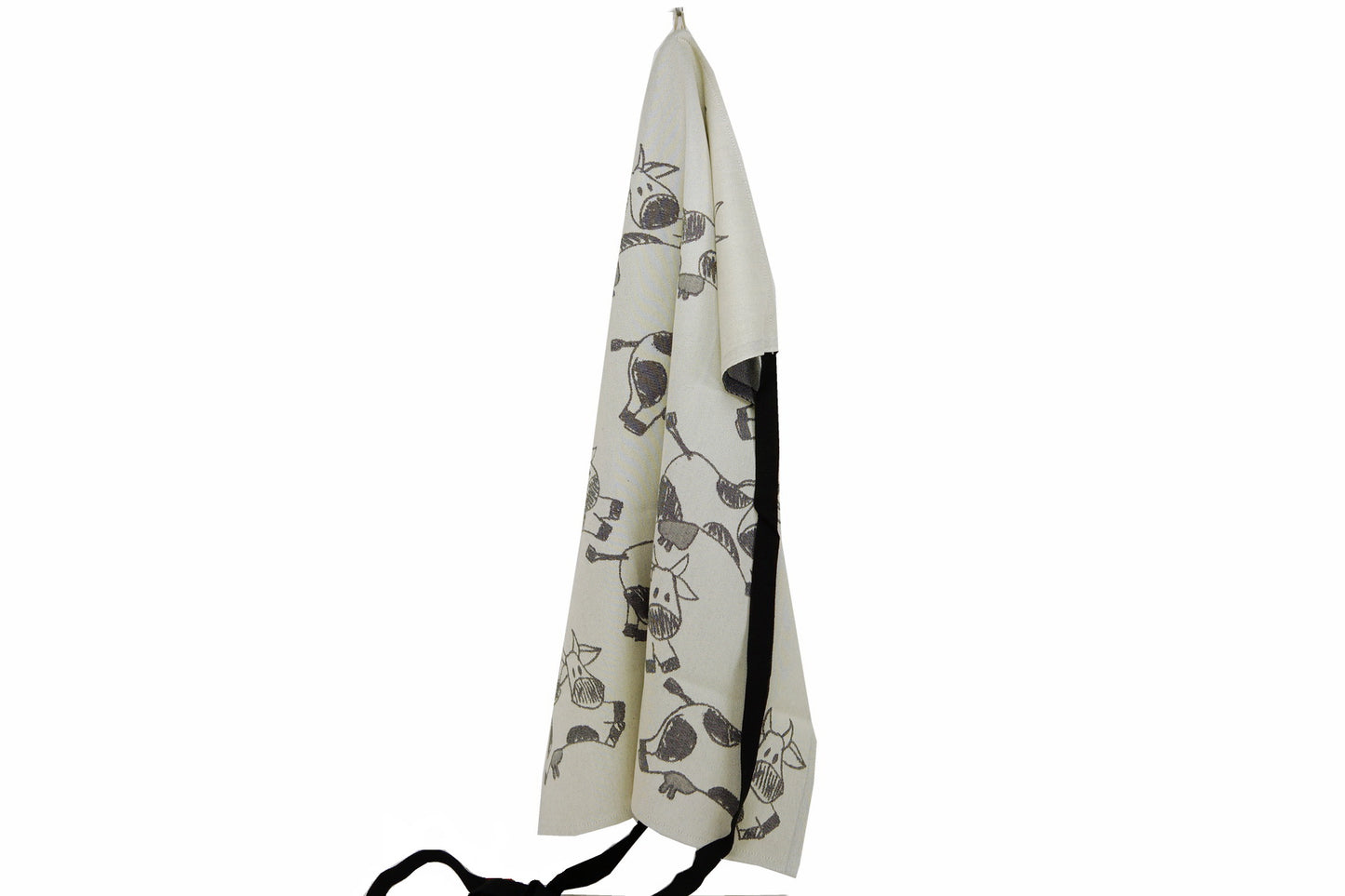 Rosa, lustiges Kuh-Dessin, Schürze, natur/schwarz