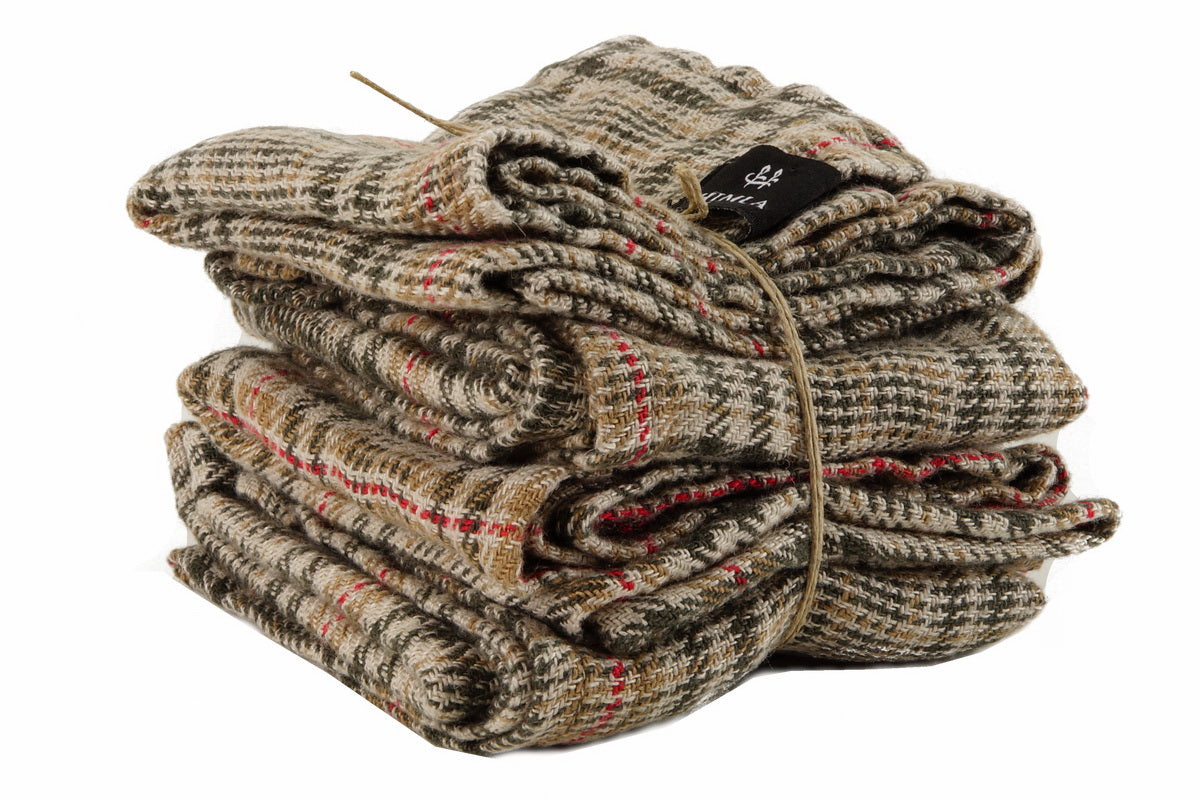 Linenberry, zünftiges Karo in warmen Farben, Serviette 4er Set, bunt gemustert, 45x45cm