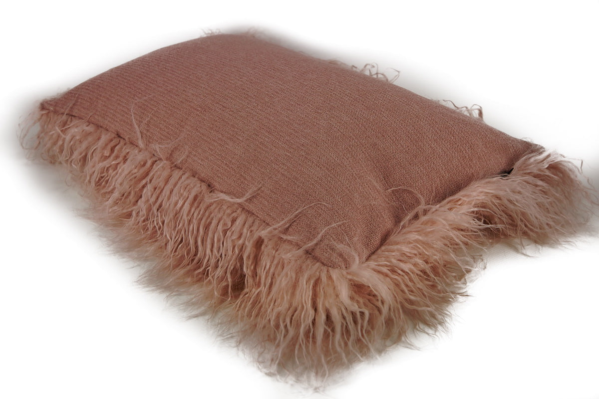 Oscar, hochwertiges Flokati-Fellimitat, Kissen Rückseite velvet, nude