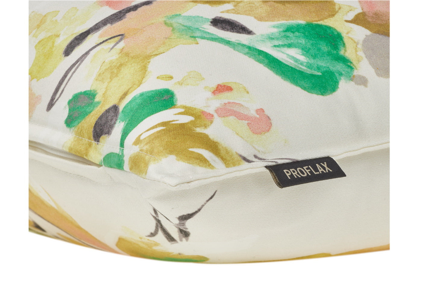 Malmby 1, Abgepasster Druck mit gelben Blüten und Ästen, Satin, Kissen, lime