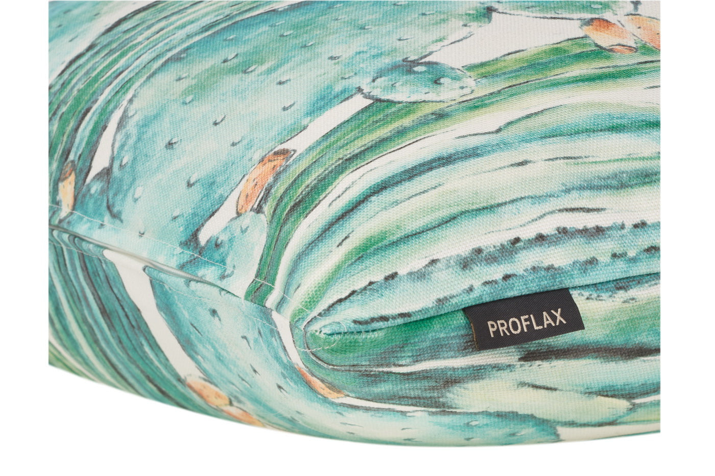 Prickly 1, Digitaldruck, gemalten Kakteen, strukturierte Baumwolle, Kissen, verde