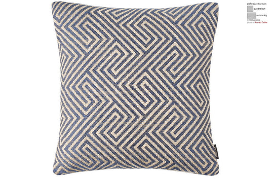 Scale, Gewebtes Mäander-Design, Kissen 27x43cm, blau