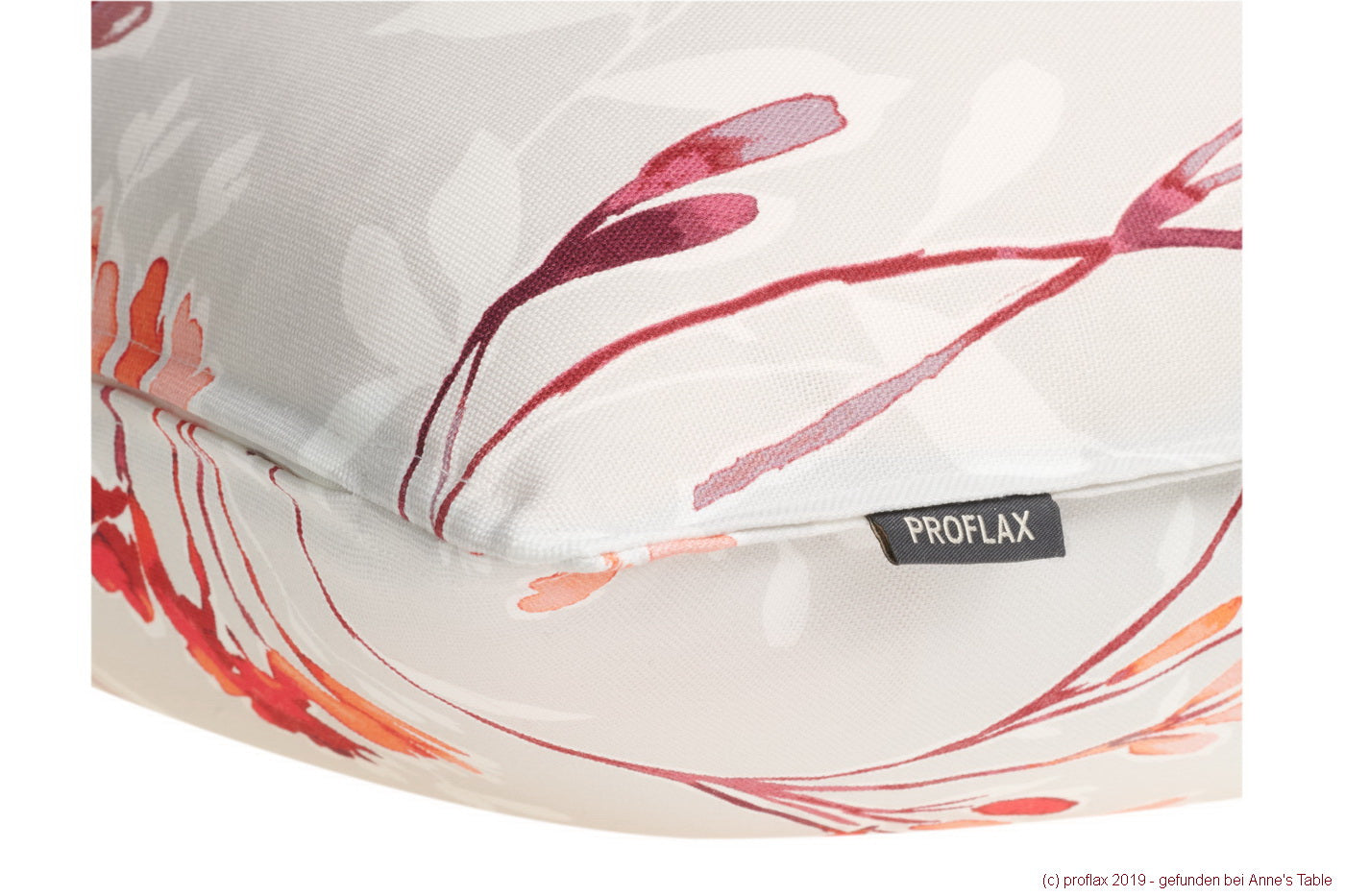 Vispa, Kissen 40x40cm, Alloverdruck, herbstliche Blütengräser, strukturierte Baumwolle, grau/coralle