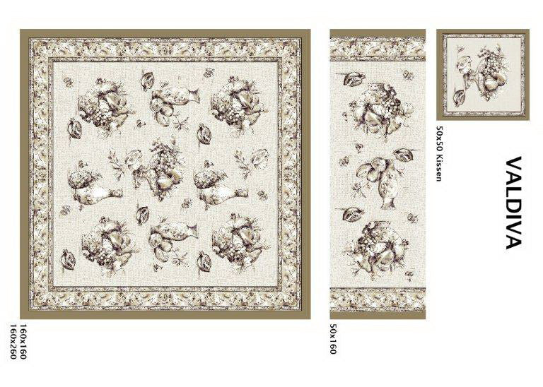 Valdiva, Kissen 50x50cm, exclusiver Druck im Toile de Jouy-Stil