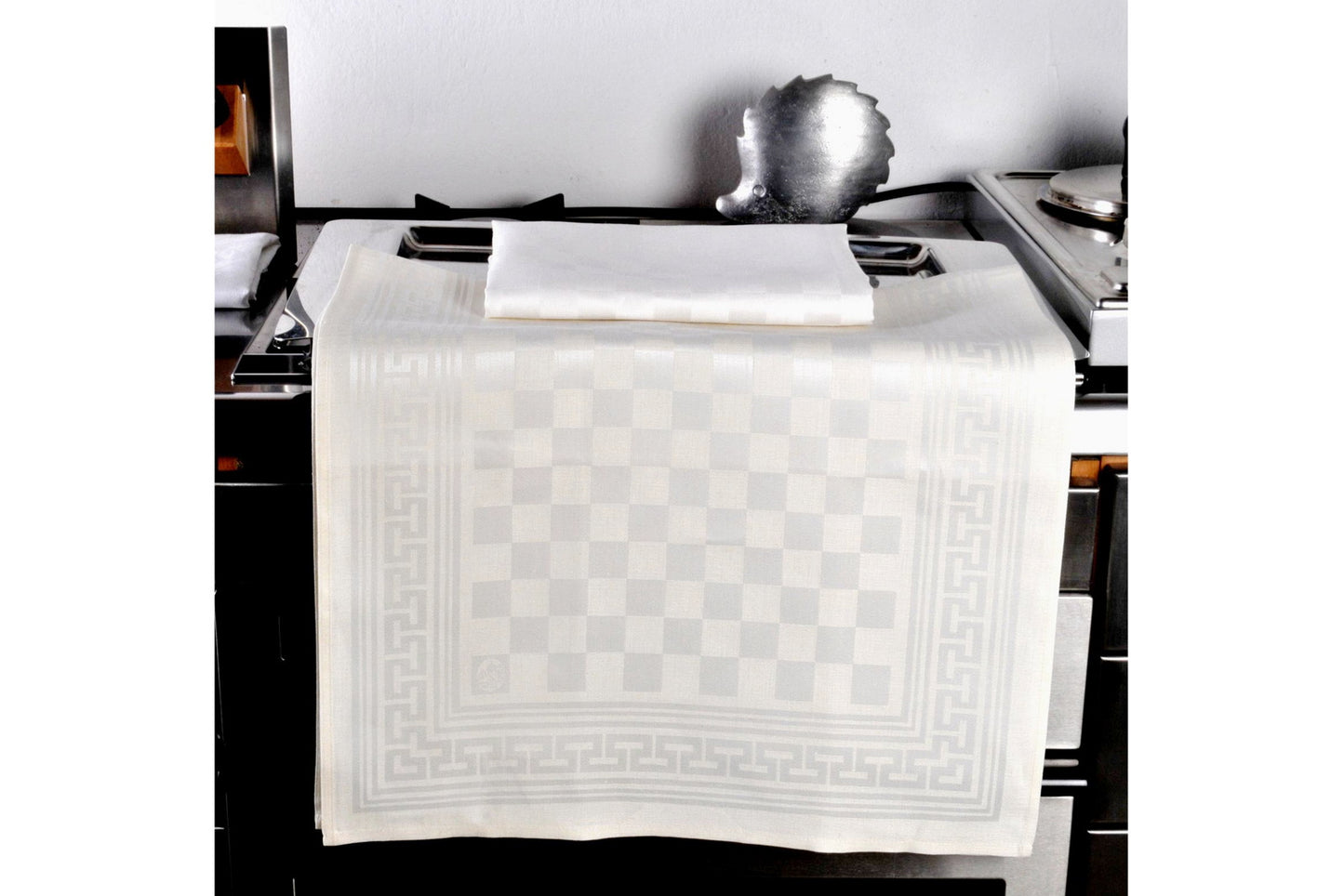 Pure linen table runner, 50x170cm, white, linen damask