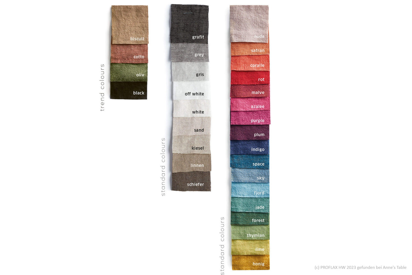 Proflax linen, napkins, plain linen in washed look - in various colours
