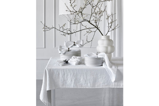 Sunshine, prewashed linen in casual look, tablecloth, white