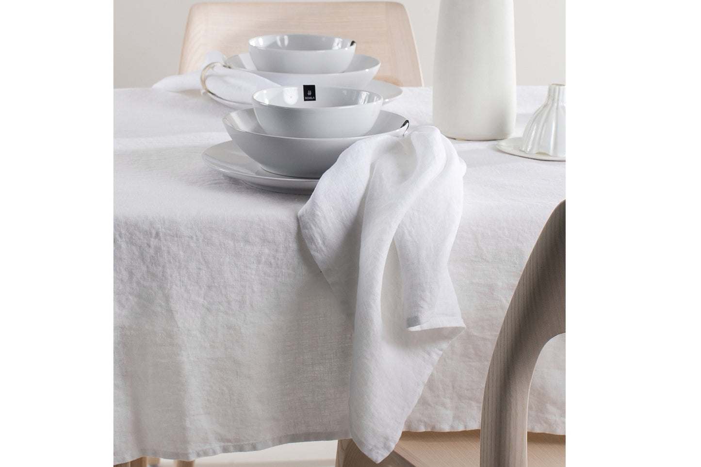 Sunshine, prewashed linen in casual look, tablecloth, white