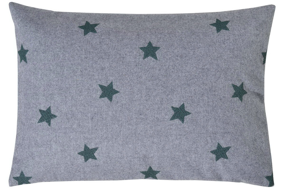 Arosa, Kissenhülle mit Sternen bestickt, 35x50cm, grau