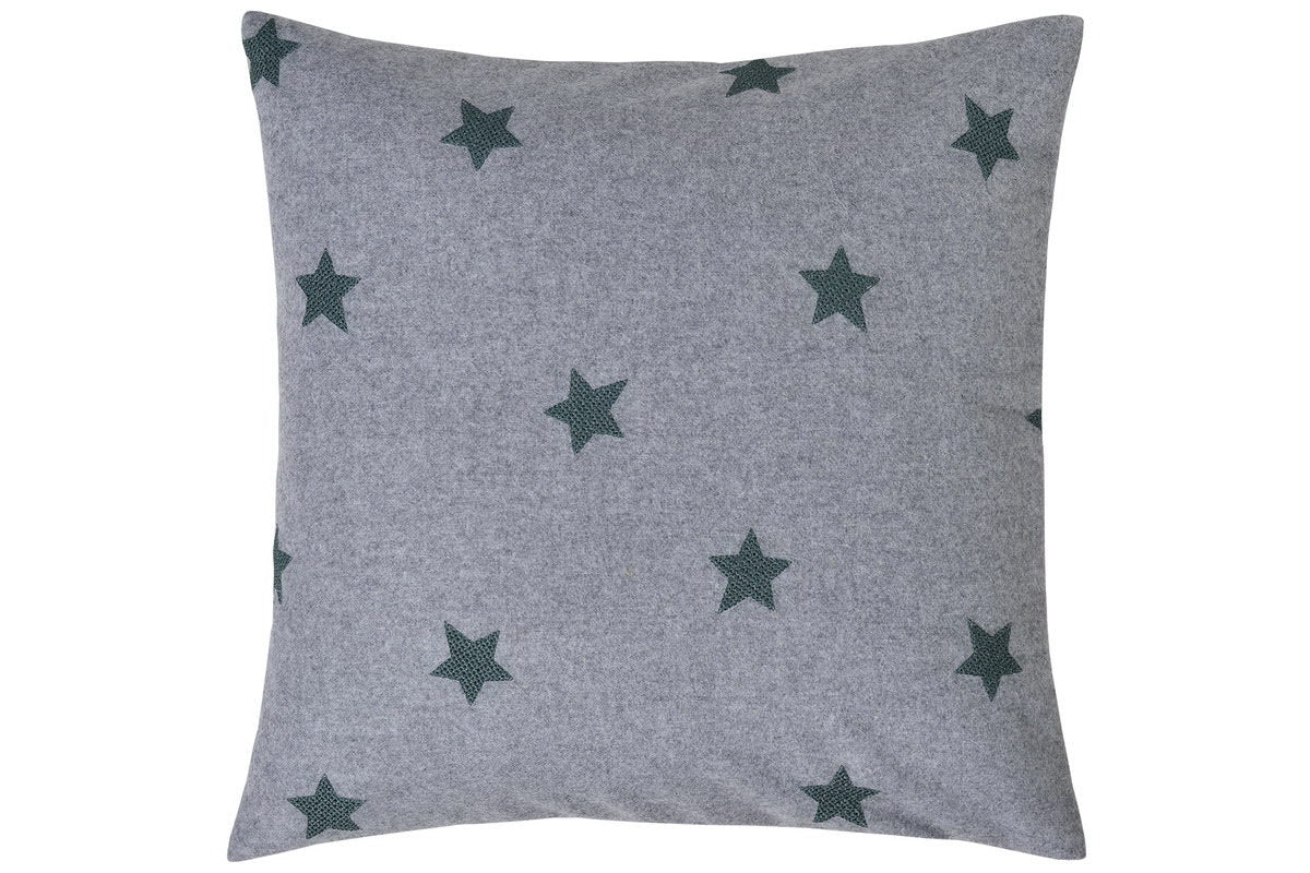 Arosa, Kissenhülle mit Sternen bestickt, 40x40cm, grau