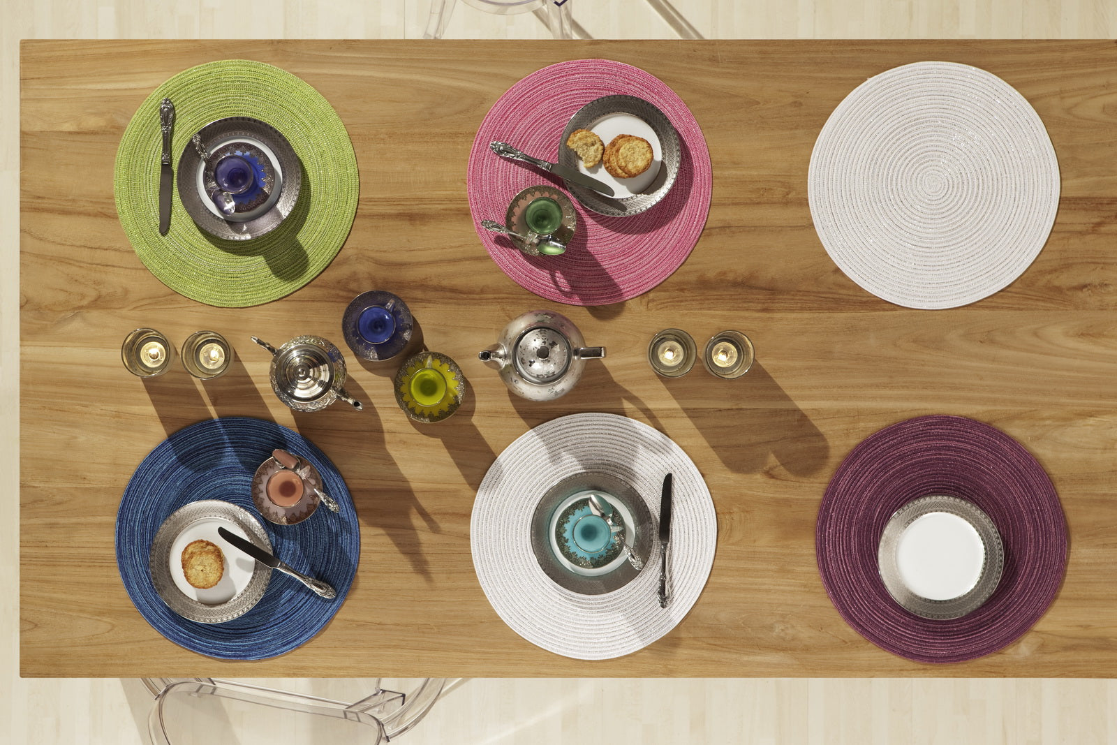 Samba, Tischset rund, mit Glanzgarn, 38cm, 2er Set, in vielen aktuellen Farben