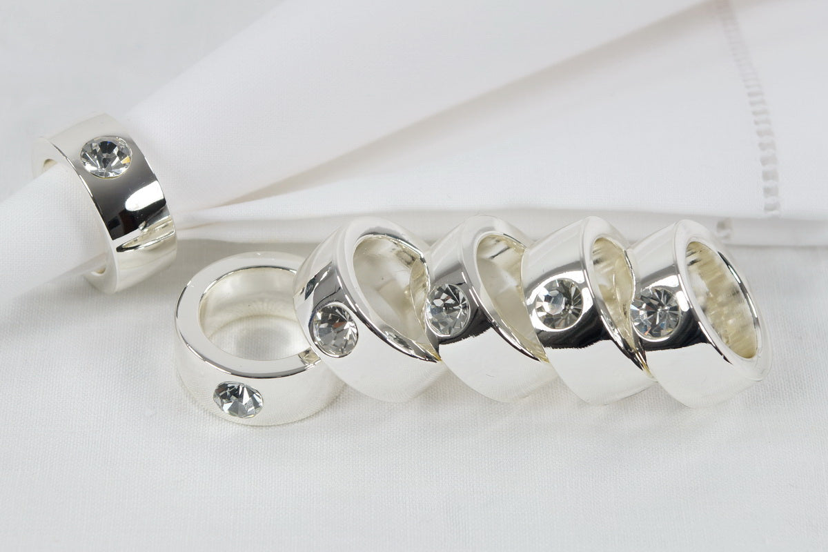 Diamant, Mini-Serviettenringe, versilbert, elegantes 6er Set