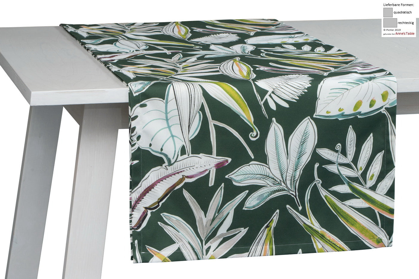 Palmera, Urwald-Design mit Palmwedeln und Blättern, Tischläufer 50x150cm, forest