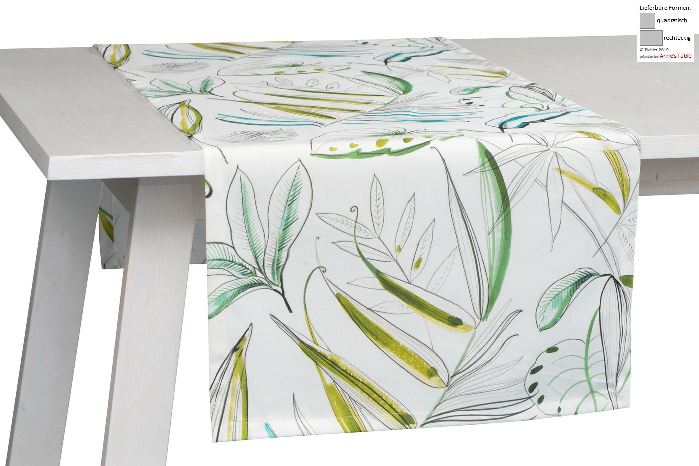 Palmera, Urwald-Design mit Palmwedeln und Blättern, Kissen 50x50cm, weiß