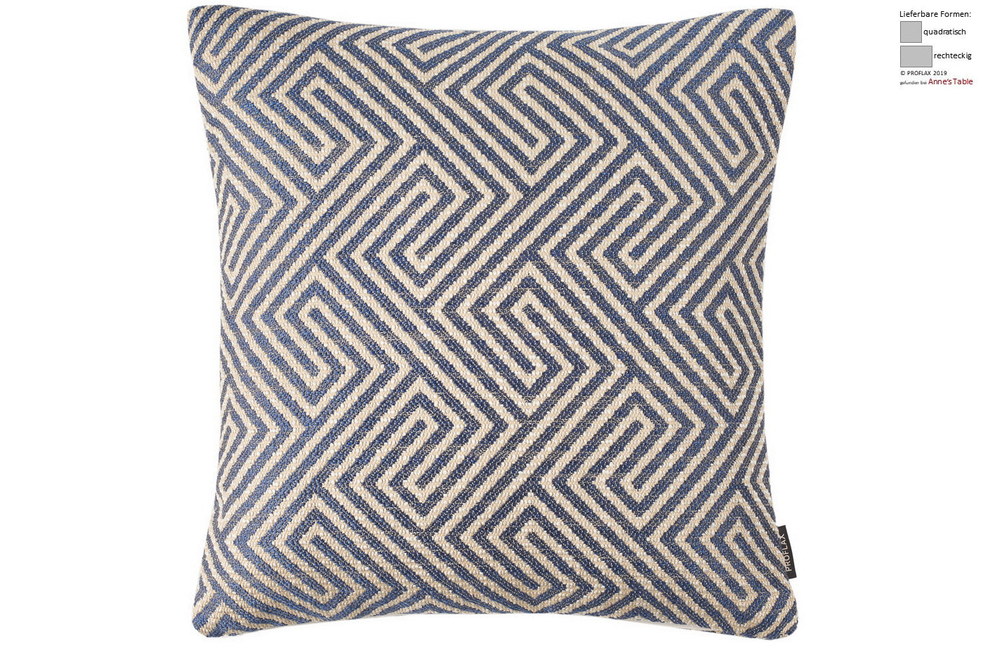 Scale, Gewebtes Mäander-Design, Kissen 27x43cm, blau
