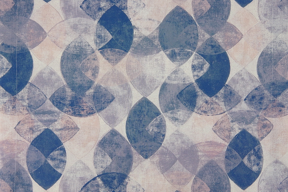 Tacoma, Alloverdruck, grafische, ovale Elemente, Tischläufer 50x160cm, jeans/nude