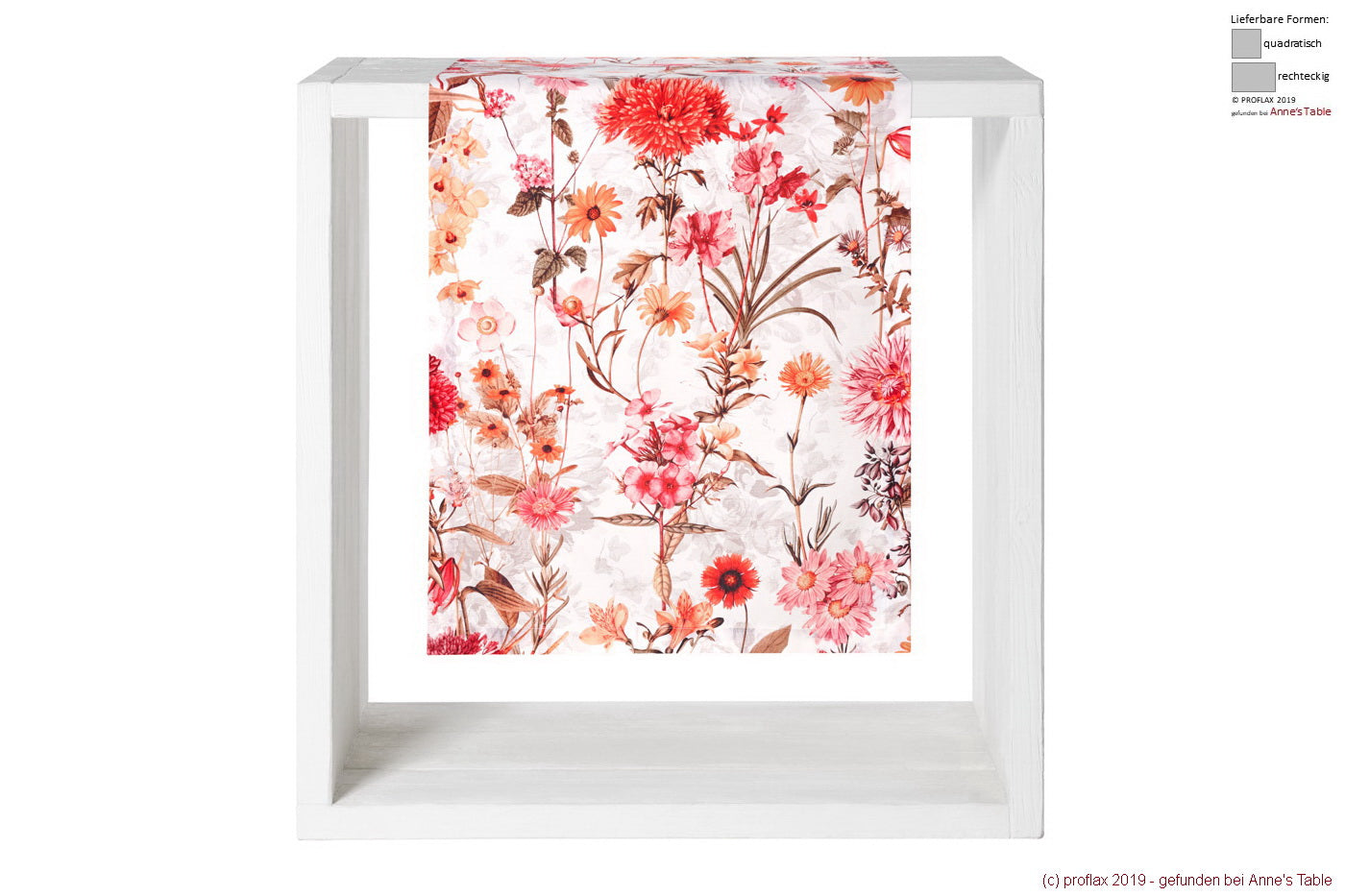 Ventana, Tischläufer 50x140cm, Alloverdruck, herbstlicher Blumen-Mix, strukturierte Baumwolle, natur/orange