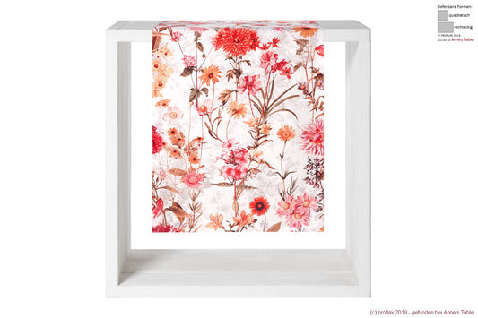 Ventana, Tischläufer 50x140cm, Alloverdruck, herbstlicher Blumen-Mix, strukturierte Baumwolle, natur/orange
