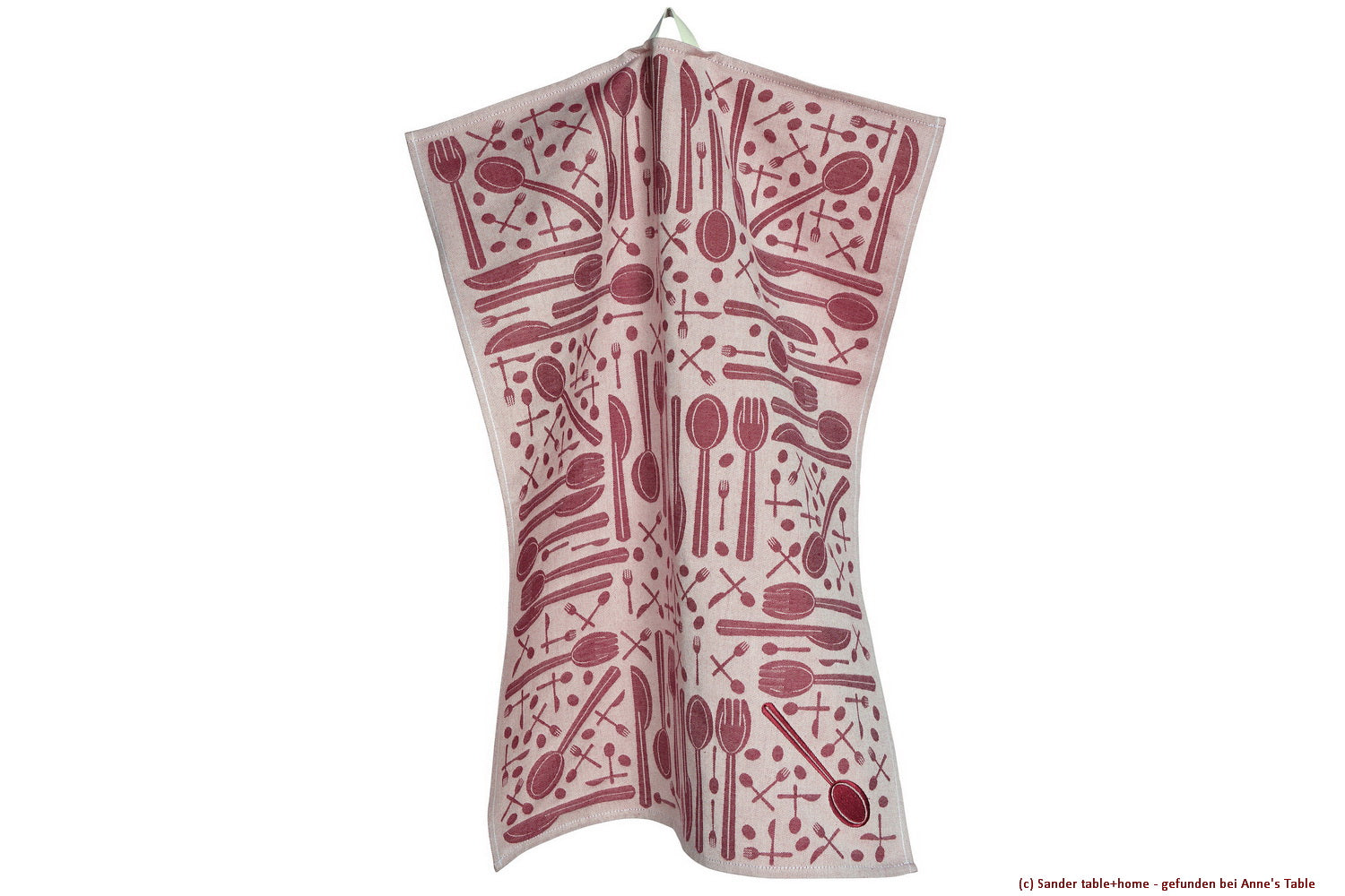 Cutlery, Geschirrtuch 50x70cm, schicker Jacquard mit Besteck-Design und Stickerei, dunkelrot