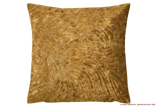 Dune on Velvet, Kissen 40x40cm, edler Panne Samt, bestickt, gold