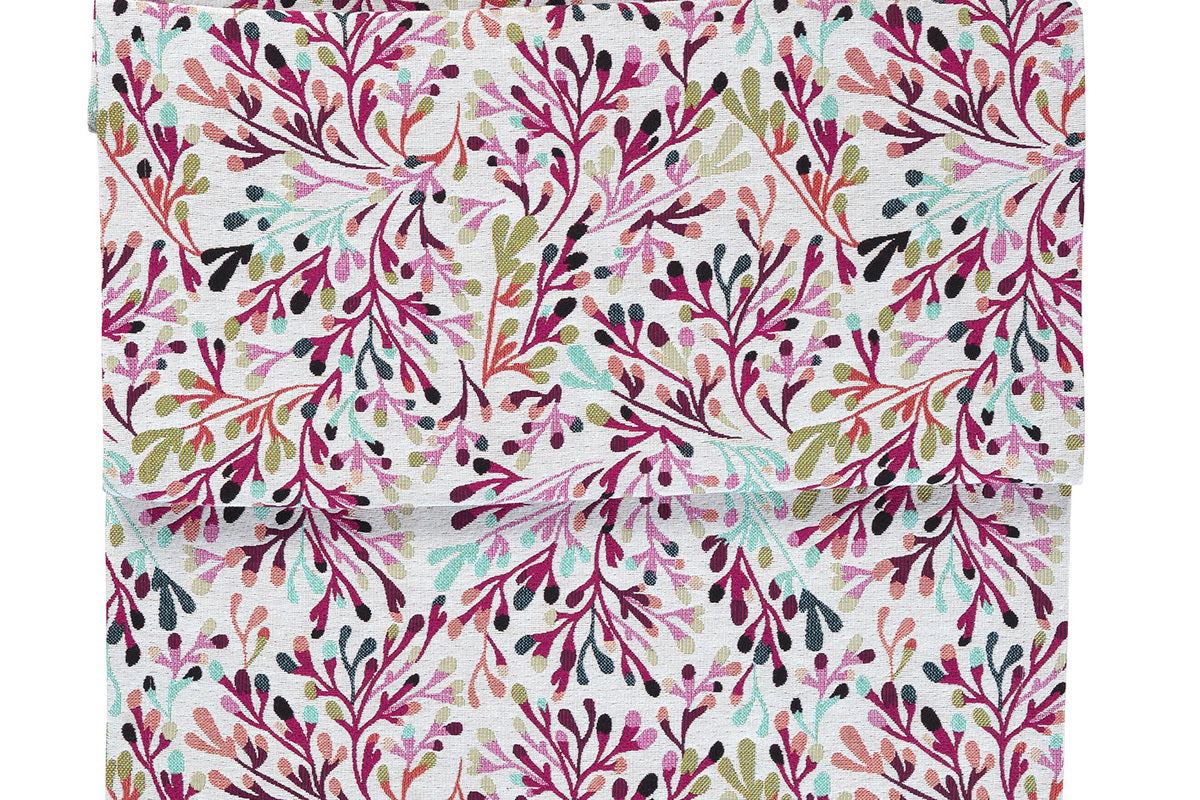 Coral, Jacquard, Korallendessin, Tischdecke, Tischläufer, weiß/bunt