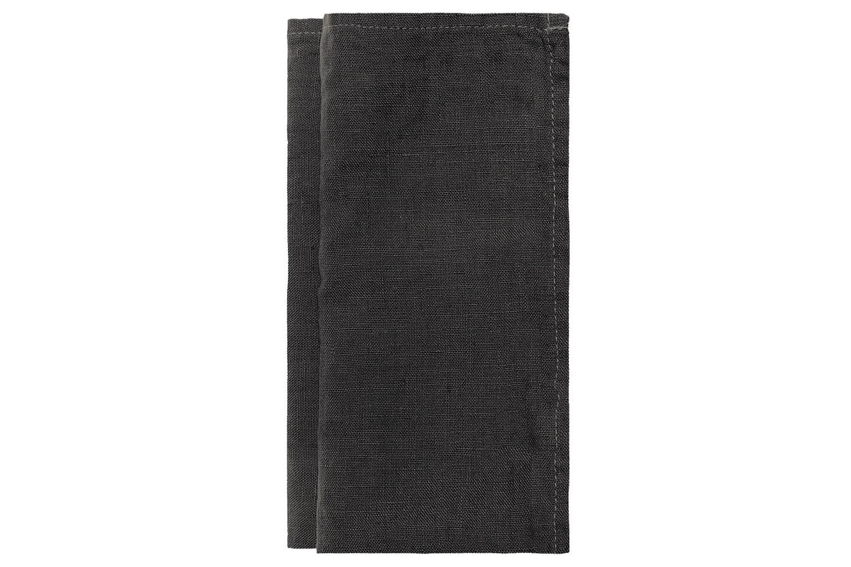 Sunshine, vorgewaschenes Leinen im 4er Set, Serviette, schwarz (black)